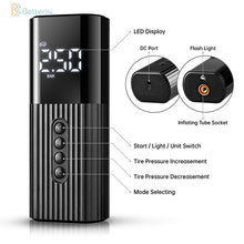 Load image into Gallery viewer, Betterliv Portable Air Pump Compressor for Car Tires, Auto Electronic Shut Tire Inflator with LCD Display and LED Light, 12V DC Digital Mini Air Pump Tires for Car, Motorcycles, Bicycles, Basketball and Other Inflatables with Pressure Gauge
